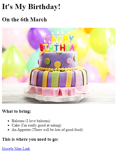 Birthday Invite Project